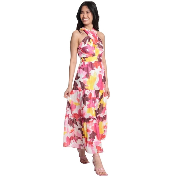 Maggy London Dresses & Skirts - NWT Maggy London Criss-Cross Halter Tiered Maxi Dress, Size 10